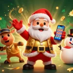 Mainkan slot gacor dengan Santa Claus bergaun glitzy dan teman-teman dalam ilustrasi kasino 3D yang meriah.